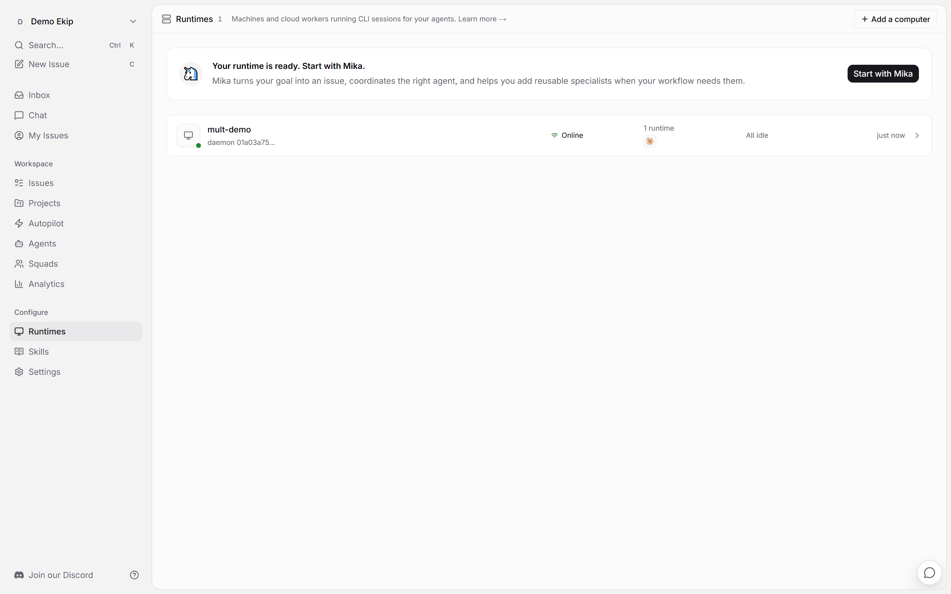 Runtime Online — ajanlar artık koşabilir