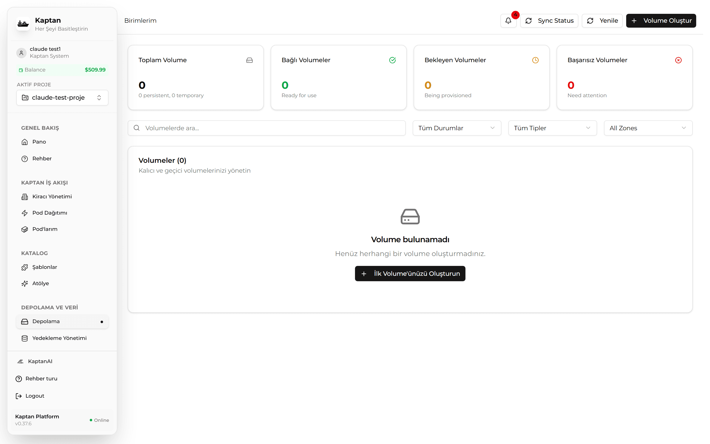 Depolama — volume'ler ve kullanımları